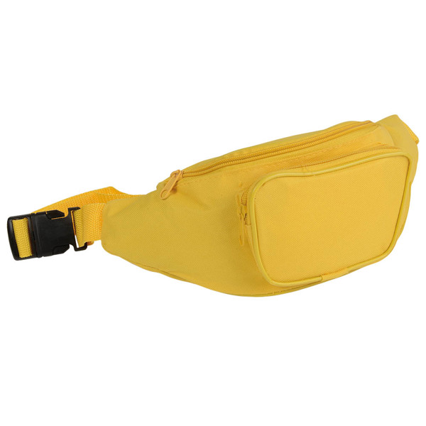 600D Polyester 3-Pocket Waist Bag With Adjustable Waist Strap And Clip Closure - Yellow