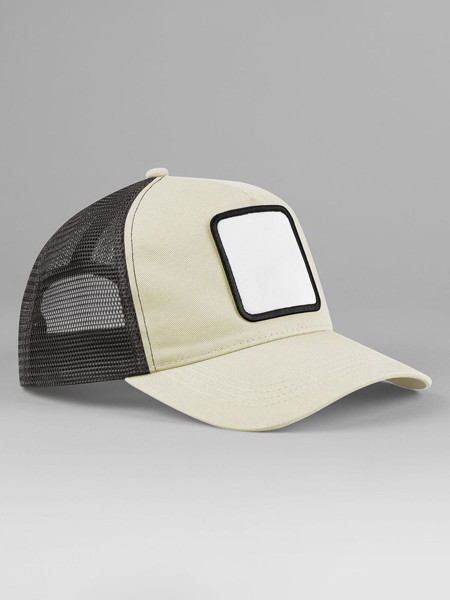 Appliqué Patch 5 Panel Trucker - Stone / Shadow Grey