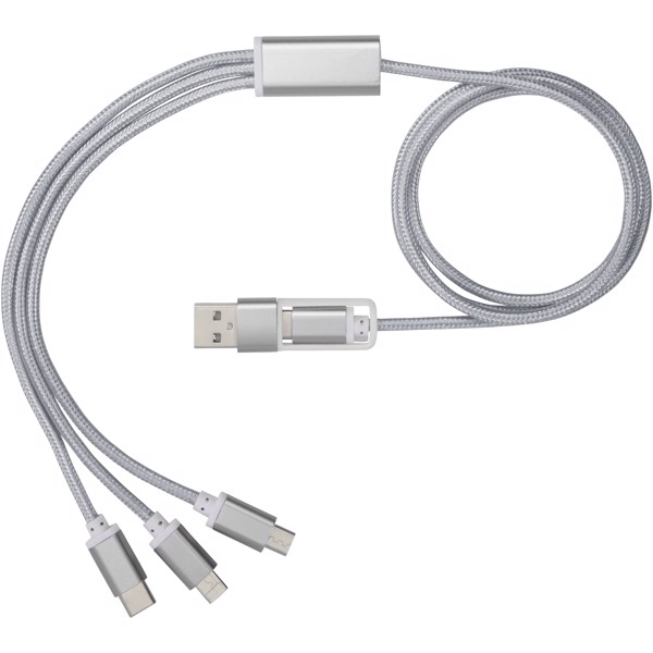 Versatile 5-i-1 opladerkabel - Sølv