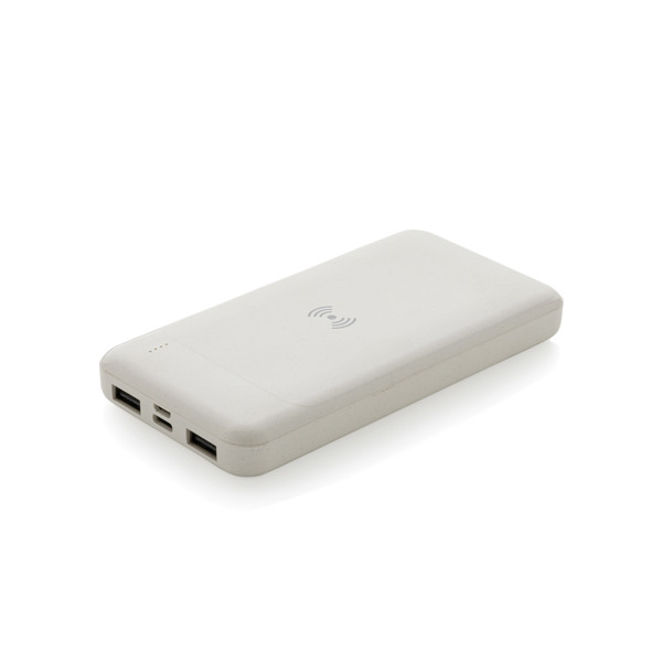 RCS standard recycled plastic wireless powerbank - White