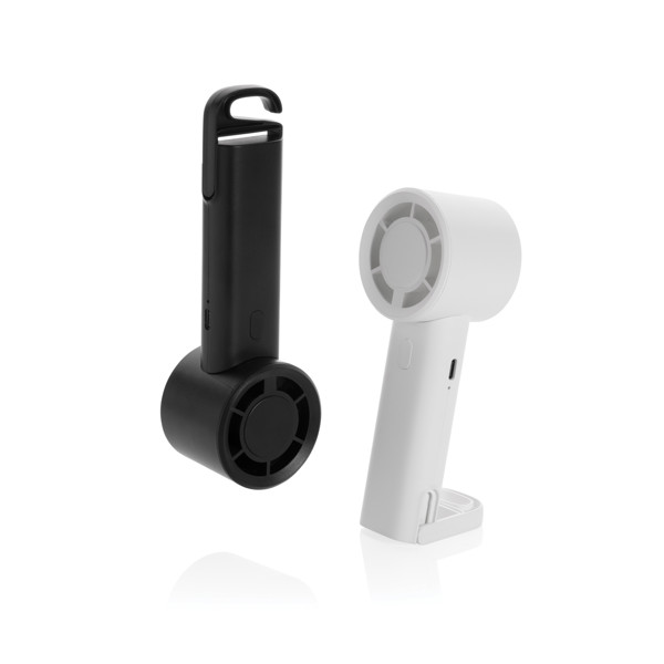 Twist RCS recycled plastic re-chargeable portable fan - White