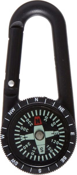 Plastic compass with plastic carabineer - Black