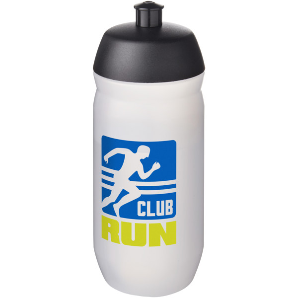 Garrafa desportiva de 500 ml "HydroFlex™" - Preto liso / Branco transparente