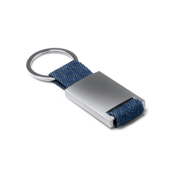 Personalized denim fabric keyring with metal body