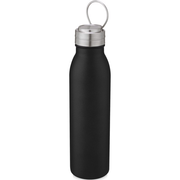 Bouteille de sport Harper 700 ml en acier inoxydable avec boucle métallique - Noir