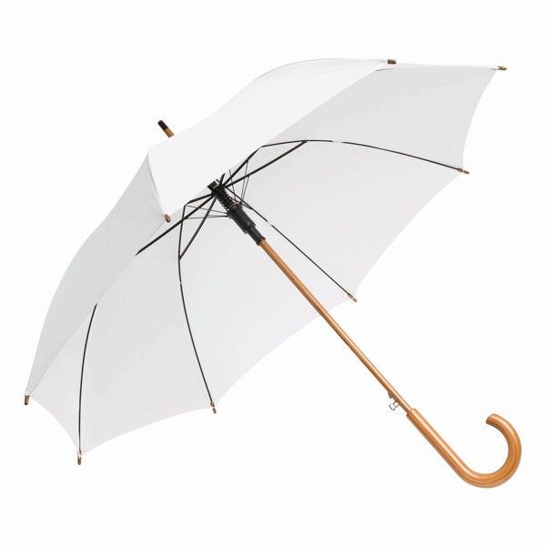 Automatic Wooden Stick Umbrella Tango - White