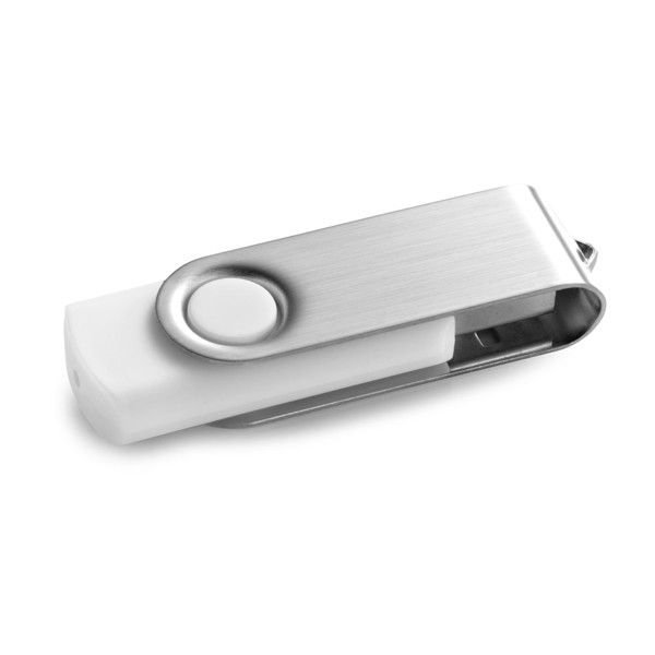 CLAUDIUS 8GB. 8 GB USB flash drive with metal clip - White