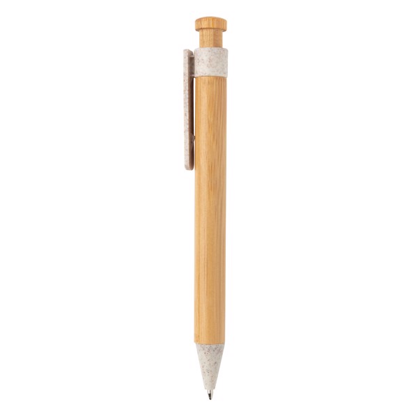 Bambus Stift mit Wheatstraw-Clip - Weiß
