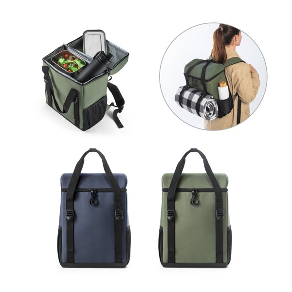 ROMA L. Thermal backpack padded in recycled polyester 600D ripstop 16 L - Dark Green
