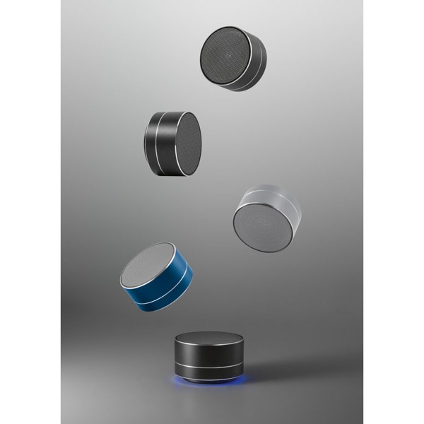 FLOREY. Portable 3W speaker with 3h battery life in recycled aluminium (100% rAL) and recycled ABS (100% rABS) - Black