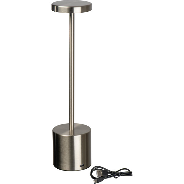 Stainless steel table lamp with rechargeable battery ANNETTE - Silvergrey