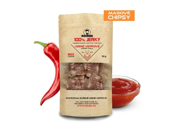 100% JERKY CHIPSY Bravčové sweet chilli