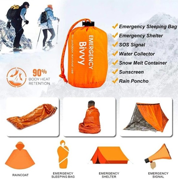 Emergency outdoor thermal sleeping bag