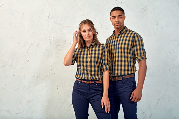 'Mulligan' Check - Men's Long Sleeve Cotton Shirt - White / Navy / 3XL