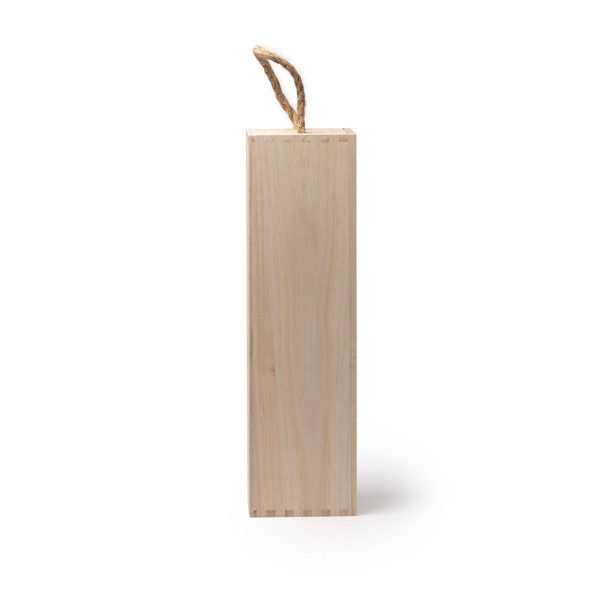 Caja de madera personalizada para botella de vino con asa y soporte para cuello
