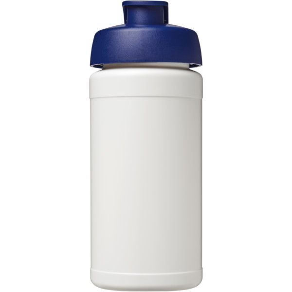 Bouteille de sport Baseline de 500 ml recyclée avec couvercle rabattable - Blanc / Bleu