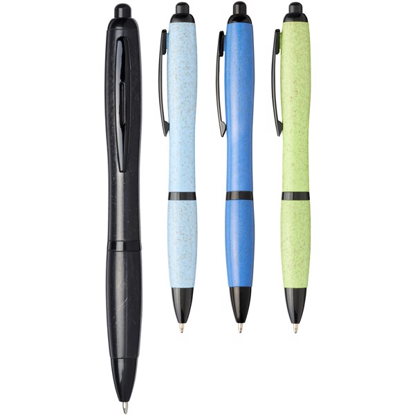 Nash kuličkové pero z pšeničné slámy s černou špičkou - Zelená