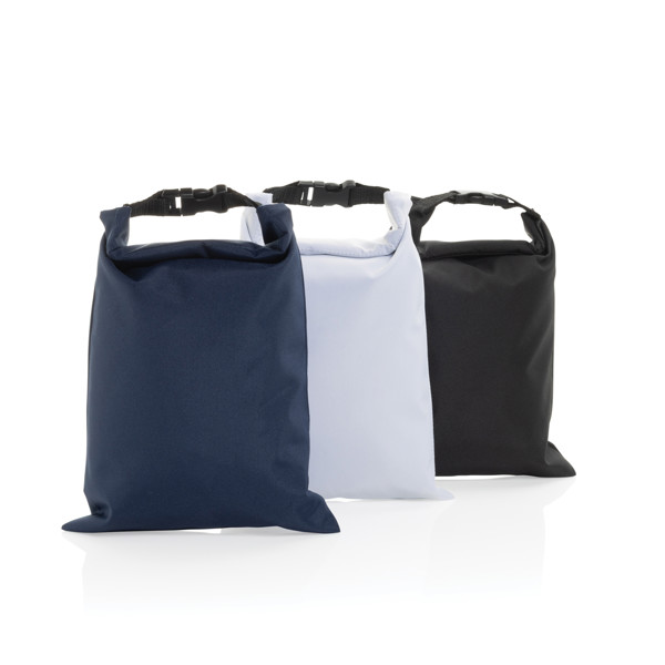 Sac à lunch pliable 30x20cm en rPET AWARE™ Snackstrap - Bleu Marine