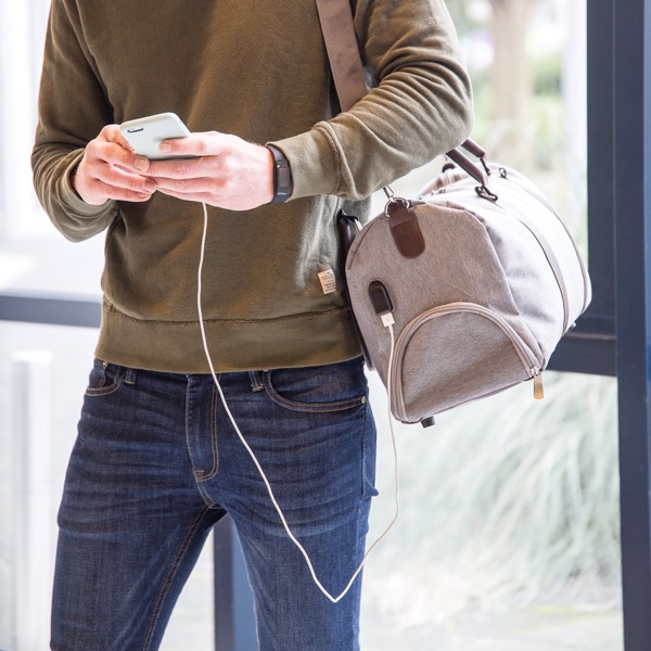 Xd Collection weekend bag, USB A port, 600D polyester - Grey