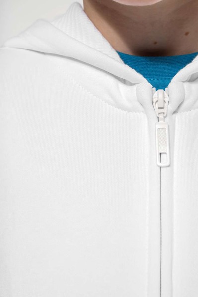 Kids Full Zip Hooded Sweatshirt - White / 10/12