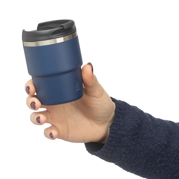 ￼Gerecycled roestvrijstalen dubbelwandige drinkbeker (175 ml) Oli - wit