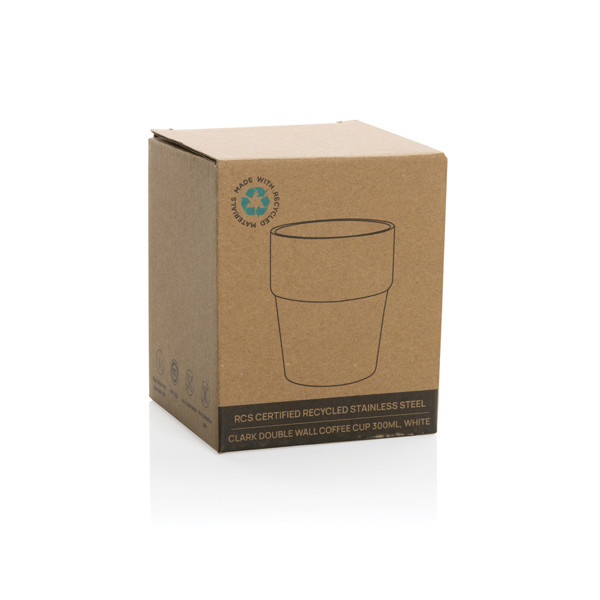 Dvostenska kavna skodelica Clark, 300 ml reciklirano jeklo - Bela