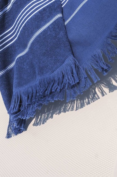 Olima Striped Beach&Spa Peshtemal Towel - White / Light Navy