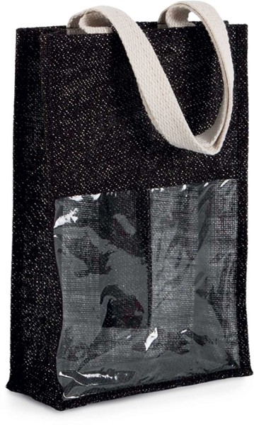 Jute Bottle Bag - Black / Silver