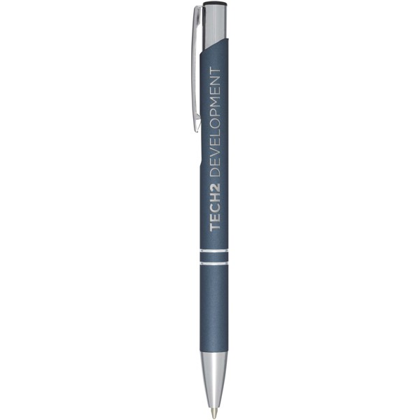Stylo bille rétractable doux au toucher Moneta (encre noire) - Bleu hale