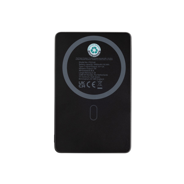 Magnetická powerbanka Orion 5000mAh 5W z RCS hliníku - Černá