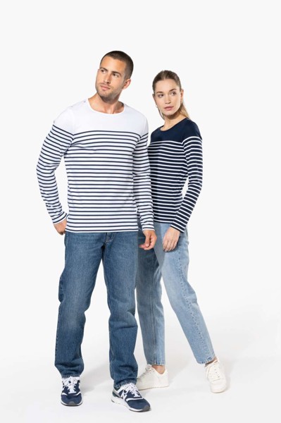 Men’S Long-Sleeved Breton Stripe Top - S
