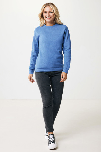 Pull à col rond en coton recyclé non teinté IQONIQ Denali - Heather Blue / XXL
