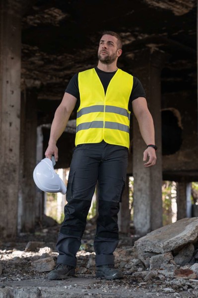 Basic Safety Vest For Print "Karlsruhe" - 2 Velcro - Yellow / 2XL
