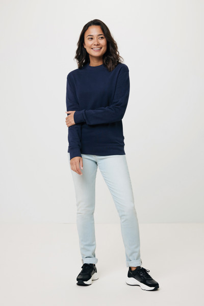 Sweater à col rond en coton recyclé Iqoniq Zion - Bleu Marine / XXS
