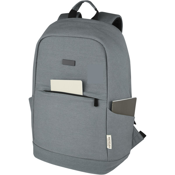 Sac à dos anti-vol pour ordinateur portable Joey de 18 L en toile recyclée GRS 15,6 pouces - Gris