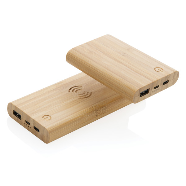 5.000 mAh powerbank i bambus, brun