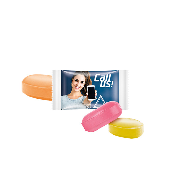 Fruit mix sweets, white flowpack