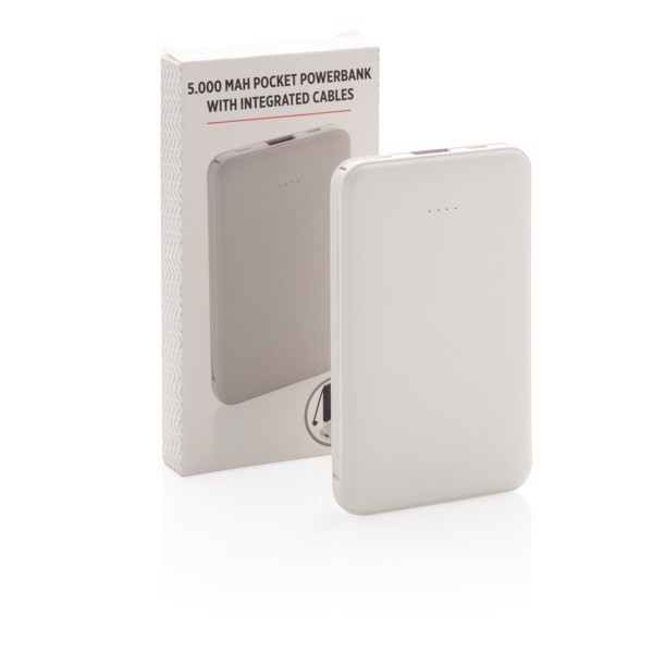 Xd Collection powerbank 3v1 kabli, 5000 mAh - Bela