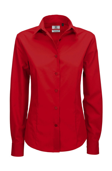 SmartLSL / Women Poplin Shirt - Deep Red / XS