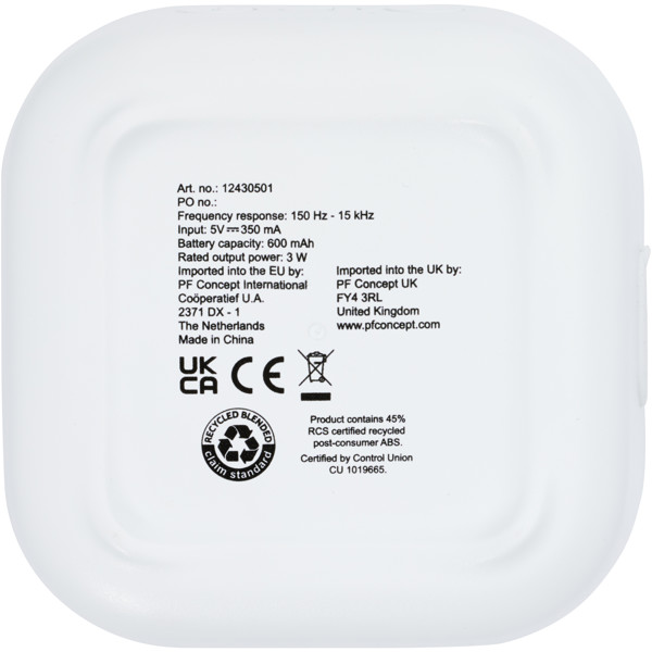 Stark 2.0 3W mini RCS recycled plastic Bluetooth® speaker - White