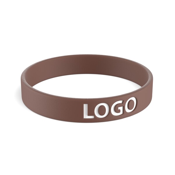 Customised silicone wristbands (12mm width) - Mahogany Brown / 20x1.2x0.2cm