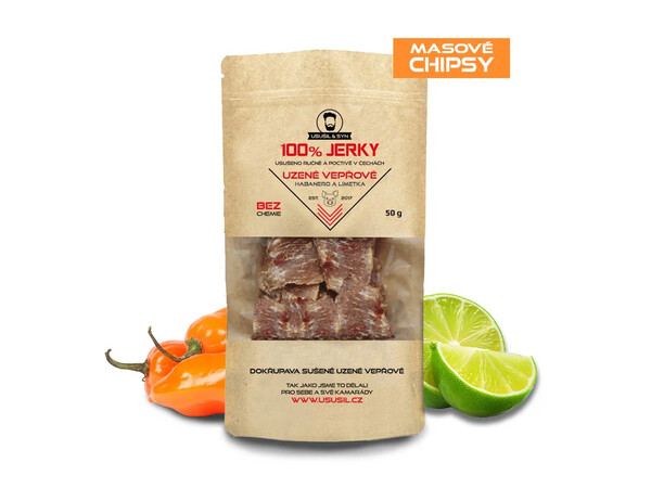 100% JERKY CHIPSY Bravčové  Habanero a limetka