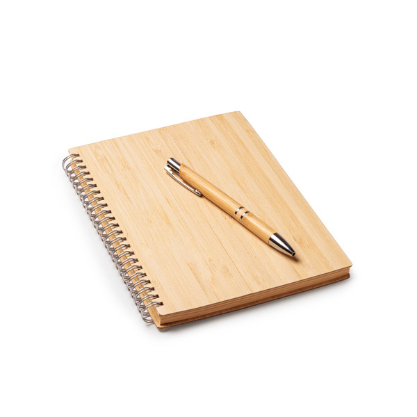 Personalised A5 bamboo notebook set with pen 80 sheets recycled paper
