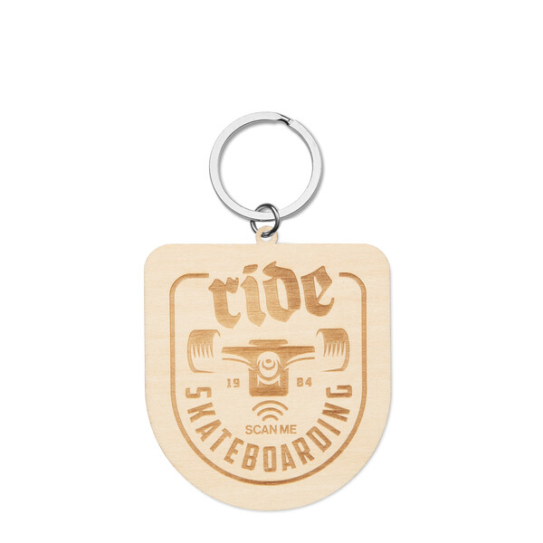 Porta-chaves de madeira com forma personalizada - 50mm / Anel plano - Anel plano de 30 mm / Envolto em papel tissue