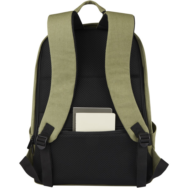 Sac à dos anti-vol pour ordinateur portable Joey de 18 L en toile recyclée GRS 15,6 pouces - Olive