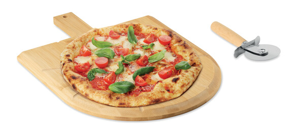 Bamboo pizza board & cutter Napolitana