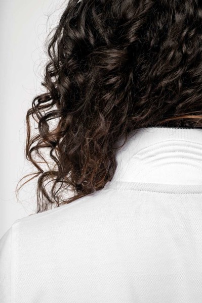 Ženska polo majica kratkih rukava od pletenog pikea - Bijela / Navy / M