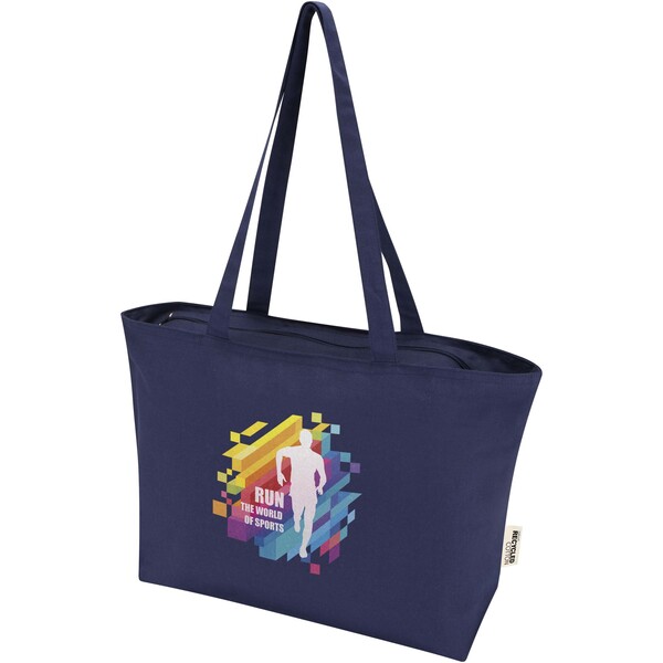 Ningbo 320 g/m² zippered cotton tote bag 15L - Navy
