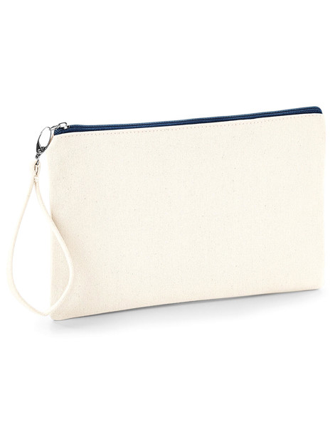 Canvas Wristlet Pouch - Natural / Navy / ONE SIZE