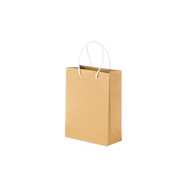 150 G/M2 Natural Recycled Paper Bag With Gusset And Short Colored Handles - White